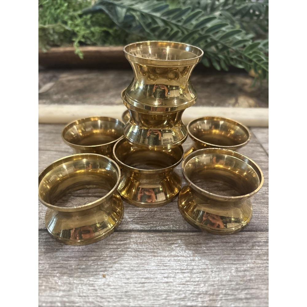 Set of 8Vintage Solid Brass Napkin Rings Round 1.5" Made In India